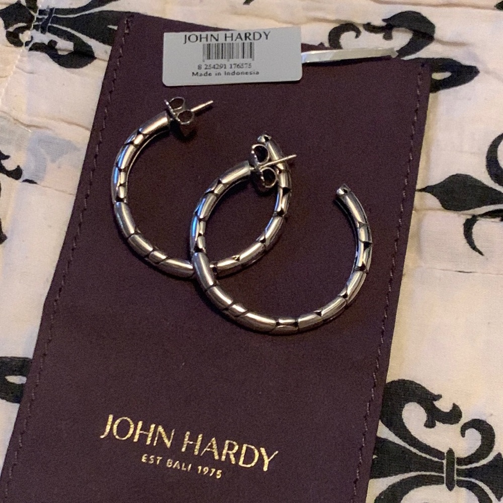John Hardy medium silver hoop earrings